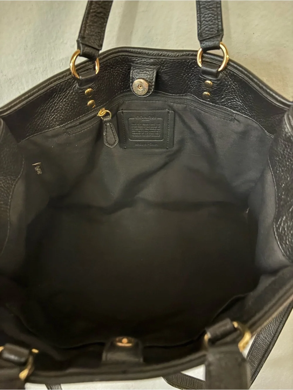Black Leather Tote Bag with Removable Strap